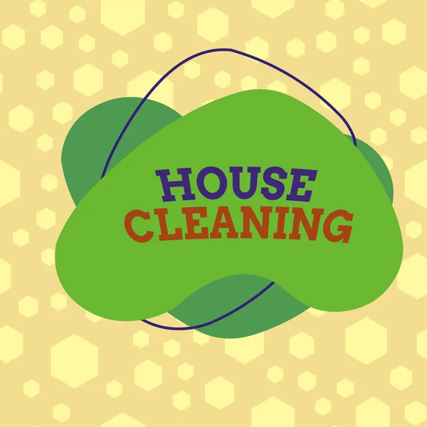 显示房屋清洁的文字标志 商务照片文字打扫房屋或公寓内部的动作或过程不对称的不均匀形状图案物体轮廓多色设计 — 图库照片