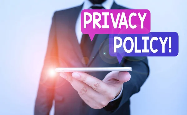 Nota Escrita Que Muestra Política Privacidad Concepto Negocio Para Declaración — Foto de Stock