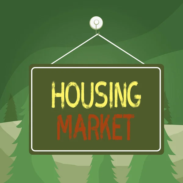 Slovo Psaní Textu Housing Market Obchodní Fotografie Zobrazující Počet Domů — Stock fotografie
