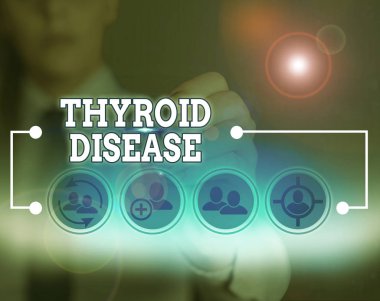 Kelime yazma metni tiroit hastalığı. Tiroit bezini gösteren iş fotoğrafı yeterli hormon üretemiyor.