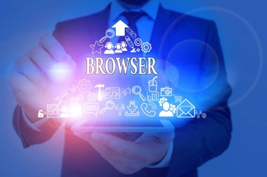 El yazısı metin tarayıcısı. Html dosyalarını gösteren kavramsal fotoğraf bilgisayarı programı grafiksel kullanıcı arayüzü