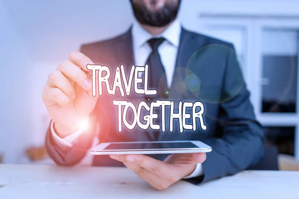 Writing Note Showing Travel Together Business Concept Opportunities Learn Grow — Stok fotoğraf