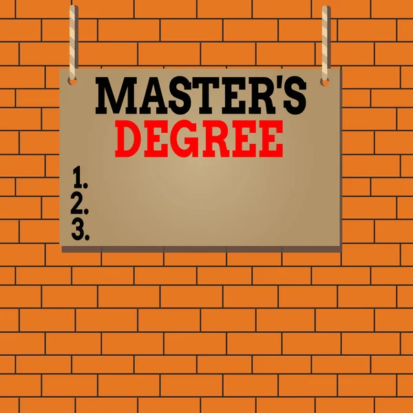 Text Sign Showing Master Degree Business Photo Text Degree Given — Stock Photo, Image