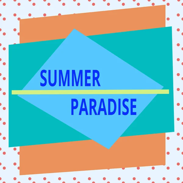 夏の楽園を示す概念的な手書き 概念的な意味理想的なまたは牧歌的な場所や状態で休暇を過ごす非対称形式パターンオブジェクトの概要多色設計 — ストック写真