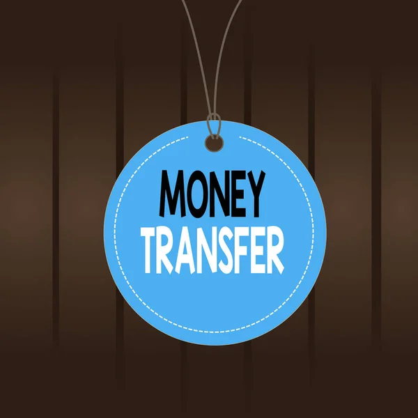Escribiendo Nota Mostrando Transferencia Dinero Concepto Negocio Para Acto Transferir — Foto de Stock