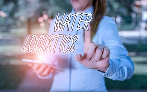 Textová Značka Ukazující Water Logistics Obchodní Foto Text Řízení Toku — Stock fotografie