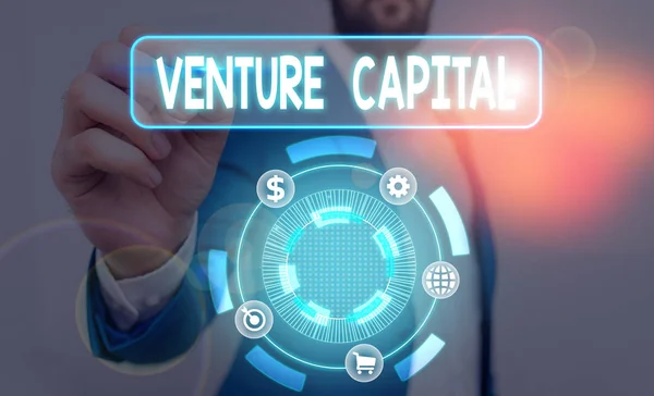 Text Sign Showing Venture Capital Business Photo Text Capital Invested — 스톡 사진