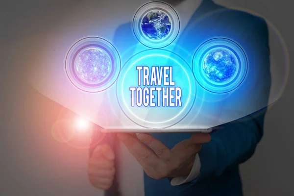 Handschrift Tekst Schrijven Travel Together Conceptuele Foto Mogelijkheden Leren Samen — Stockfoto