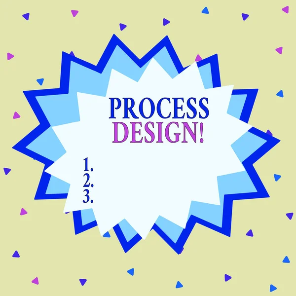 Word writing text Process Design. Business photo showcasing process of originating and developing a plan for a product Asymmetrical uneven shaped format pattern object outline multicolour design