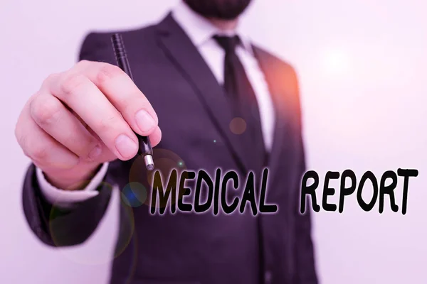 Konceptuell Handstil Som Visar Medical Report Begreppet Mening Rapport Resultaten — Stockfoto