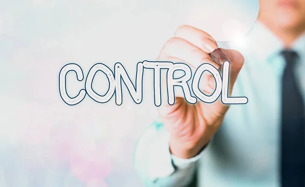 Tekst Schrijven Control Zakelijke Foto Showcasing Macht Direct Gedrag Acties — Stockfoto