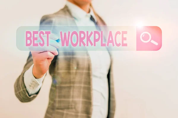 Conceptual Hand Writing Showing Best Workplace Concept Meaning Helps Employees — Stock Photo, Image