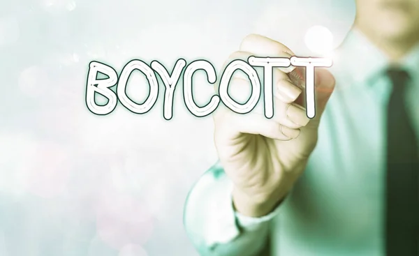 Woordtekst Boycott Zakelijke Foto Presentatie Stoppen Met Het Kopen Het — Stockfoto