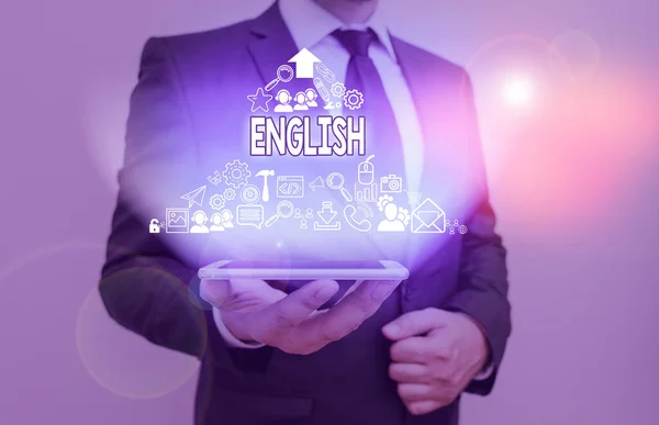 Writing Note Showing English Business Concept Related England Showing Language — Stock Photo, Image