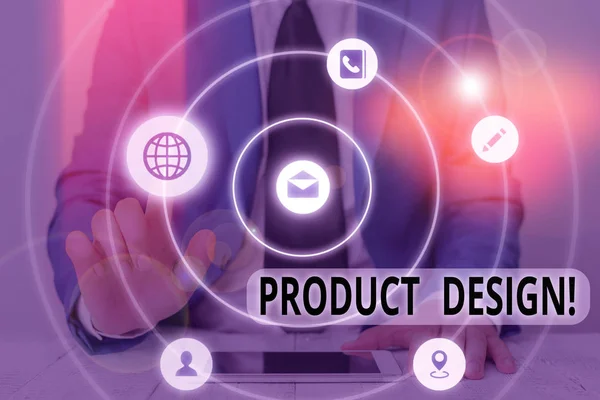 Konceptuell Handstil Som Visar Produktdesign Begreppsmässig Process För Att Skapa — Stockfoto