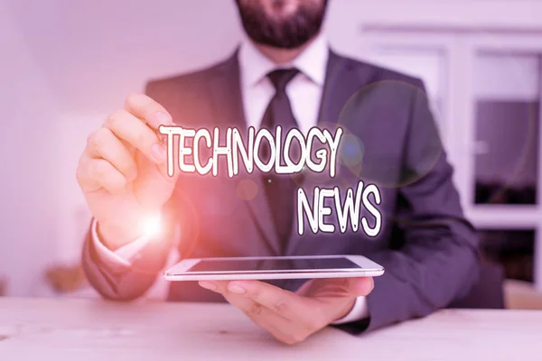 Nota Redacción Que Muestra Technology News Concepto Negocio Para Información — Foto de Stock