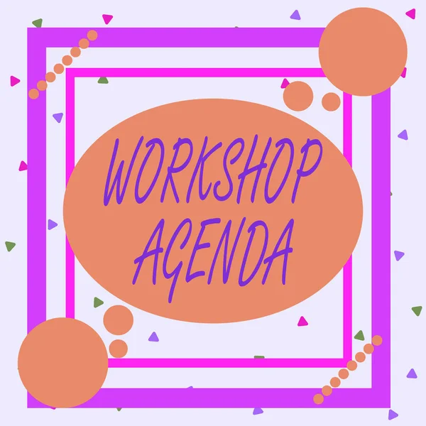 Conceptual Hand Writing Showing Workshop Agenda Concept Meaning Helps You — Stok fotoğraf