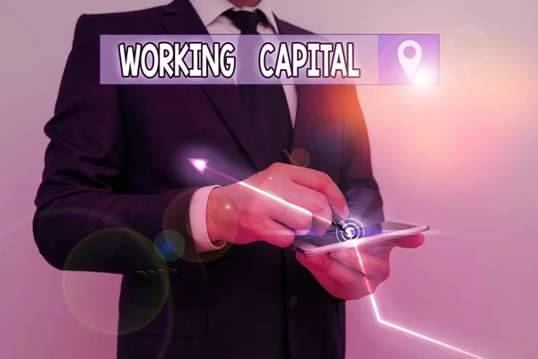 Escribiendo Nota Mostrando Capital Trabajo Concepto Negocio Para Dinero Disponible — Foto de Stock