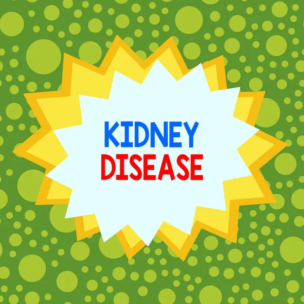 Word writing text Kidney Disease. Business photo showcasing condition characterized by a gradual loss of kidney function Asymmetrical uneven shaped format pattern object outline multicolour design