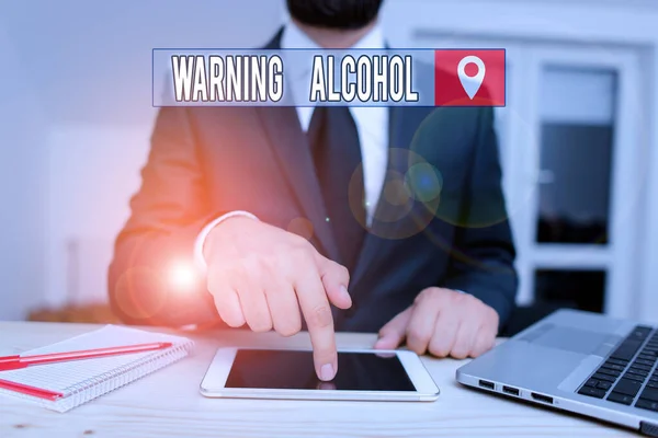 Konceptuální Rukopis Ukazující Varování Alkohol Koncept Význam Zprávy Objeví Obalu — Stock fotografie