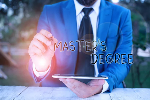 Conceptual Hand Writing Showing Master Degree Concept Meaning Degree Given — Stockfoto