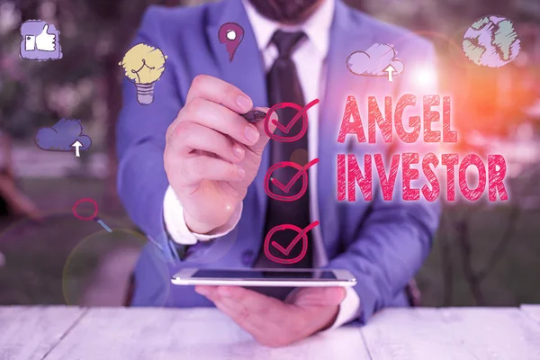 Segno Testo Che Mostra Angel Investor Foto Affari Che Mostrano — Foto Stock