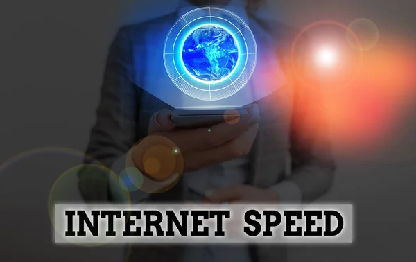 Konceptuell Handstil Som Visar Internet Speed Begreppet Innebär Den Hastighet — Stockfoto