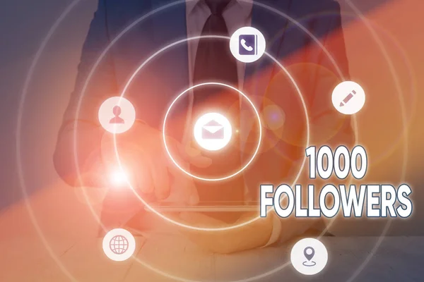 Writing Note Showing 1000 Followers Business Concept Number Individuals Who — Stock Photo, Image