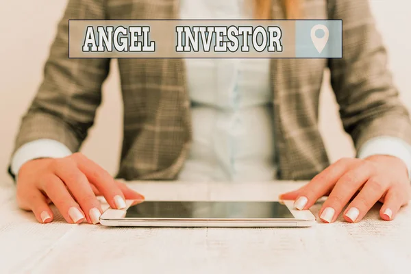 Segno Testo Che Mostra Angel Investor Business Foto Mostra Alto — Foto Stock