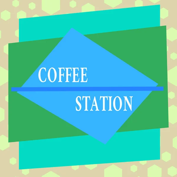 Scrittura Concettuale Mano Che Mostra Coffee Station Concetto Che Significa — Foto Stock