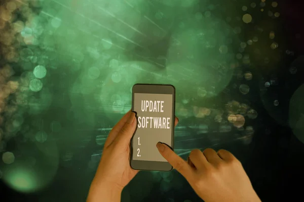 Nota Escritura Que Muestra Software Actualización Concepto Negocio Para Agregar — Foto de Stock