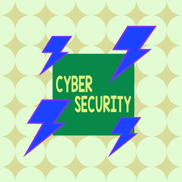 Escrita Conceitual Mostrando Cibersegurança Conceito Que Significa Proteção Sistemas Conectados — Fotografia de Stock