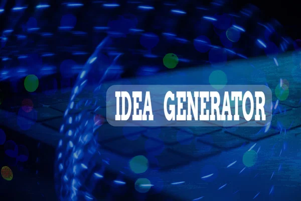 Tekst pisma Generator pomysłów. Koncepcja procesu tworzenia i przekazywania pomysłów. — Zdjęcie stockowe