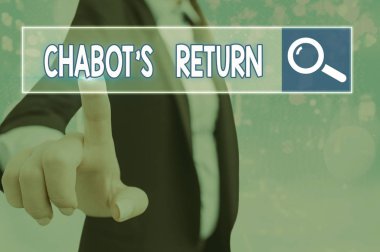 Chabot S 'in Dönüşünü gösteren mesaj işareti. Kavramsal fotoğraf, konuşmanın işitsel ya da metinsel yöntemle geri dönüşü.