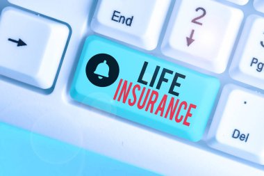 Hayat Sigortasını gösteren bir mesaj. Kavramsal fotoğraf, sigortalı göstericilerin ölümüyle ilgili bir miktar para ödüyor..