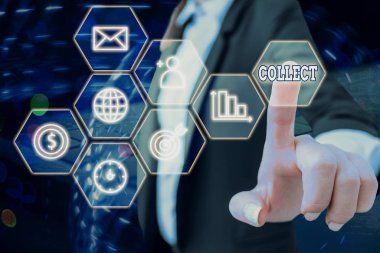 Collect 'i gösteren bir not yazıyorum. İş fotoğraflarının toplanması ya da bir şeyleri bir araya getirmek..