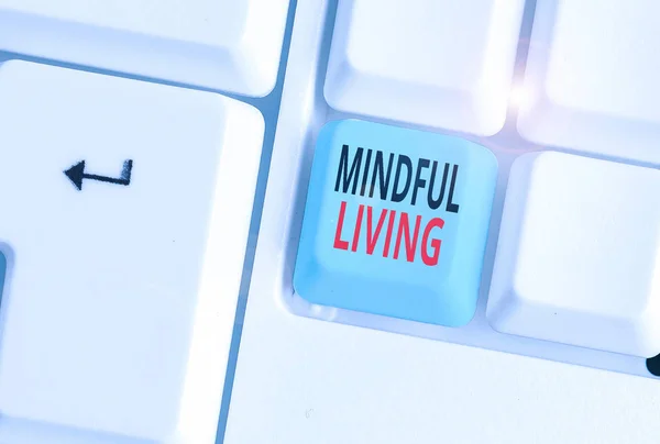 Writing note showing Mindful Living. Business photo showcasing Having a sense of purpose and setting goals in life.