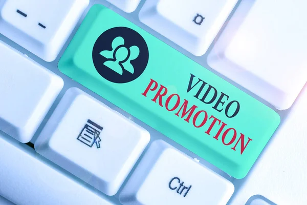 Texto para escrita de palavras Promoção de vídeo. Conceito de negócio para um vídeo ou curta-metragem que promove ou anuncia algo . — Fotografia de Stock