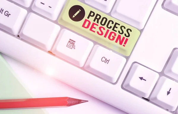 Schrijfbriefje met Process Design. Zakelijke foto showcasing proces van het ontstaan en de ontwikkeling van een plan voor een product. — Stockfoto