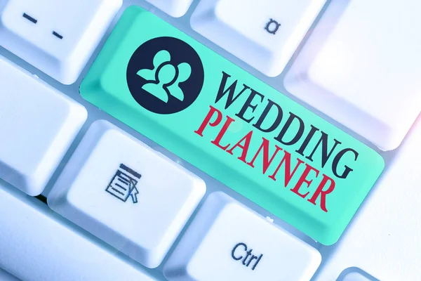 Pisanie tekstu Wedding Planner. Koncepcja biznesowa dla kogoś, kto planuje i organizuje wesela jako zawód. — Zdjęcie stockowe