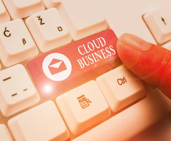 Konceptualne pismo ręczne pokazujące Cloud Business. Business photo text computing, który opiera się na wspólnych zasobów obliczeniowych. — Zdjęcie stockowe