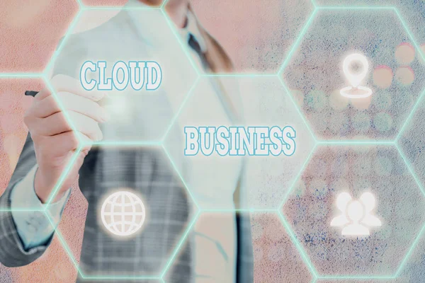 Konceptualne pismo ręczne pokazujące Cloud Business. Business photo text computing, który opiera się na wspólnych zasobów obliczeniowych. — Zdjęcie stockowe