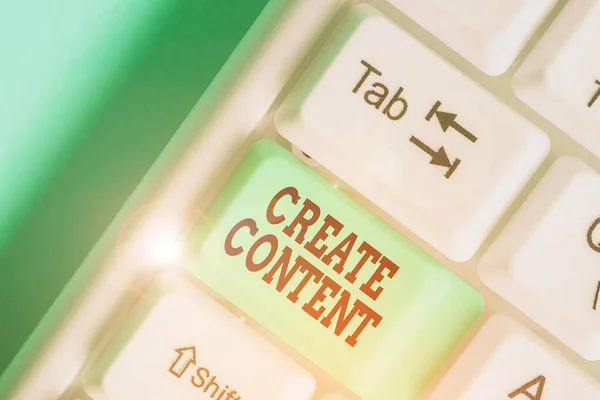 Pisanie notatki pokazującej Create Content. Biznesowe zdjęcie pokazujące coś, co ma być wyrażone przez jakiś nośnik. — Zdjęcie stockowe