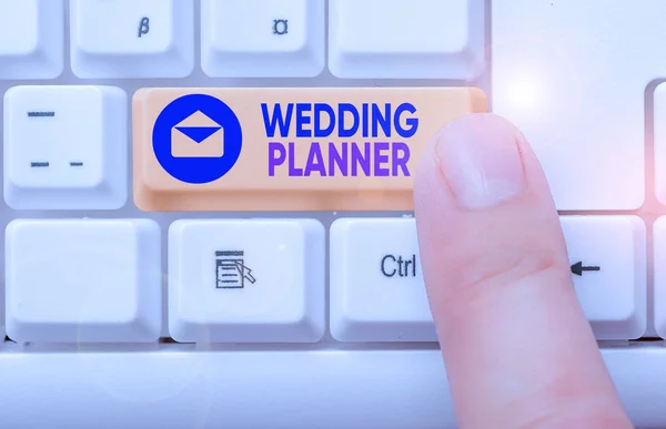 Conceptual hand writing showing Wedding Planner. Business photo text someone who plans and organizes weddings as a profession. — 图库照片