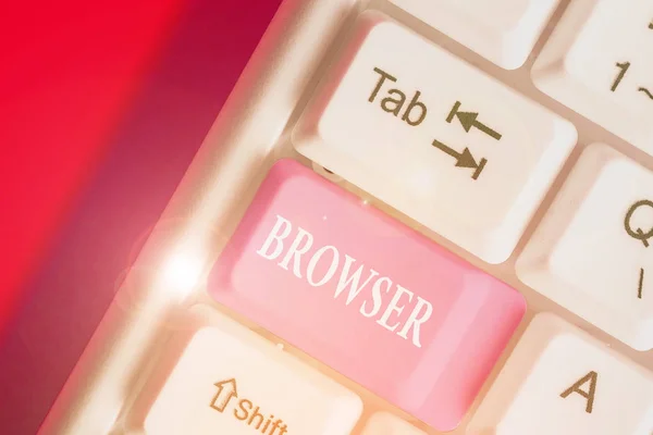 Handgeschreven tekst schrijven van Browser. Begrip betekenis Computer programma Graphical user interface weergeven van HTML-bestanden. — Stockfoto