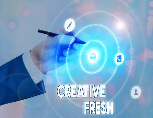 Conceptual hand writing showing Creative Fresh. Business photo text way of looking at situations from a fresh perspective. — Stock Photo, Image