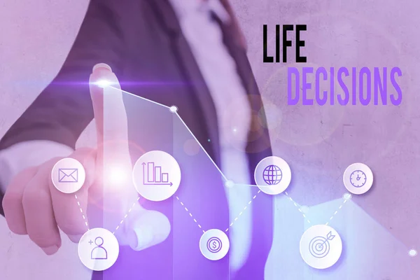 Word writing text Life Decisions. Business concept for an important decision which you make about your life.