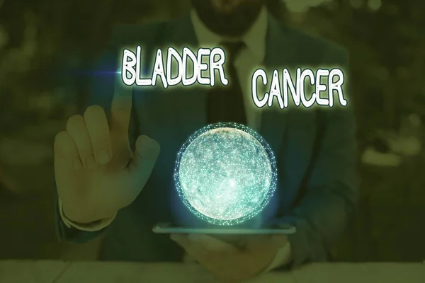 Text sign showing Bladder Cancer. Conceptual photo form of cancer that begins in the lining of the bladder Elements of this image furnished by NASA.