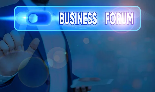 Scrittura concettuale a mano che mostra Business Forum. Business foto testo luogo in cui mostrare le idee di scambio e discutere questioni . — Foto Stock