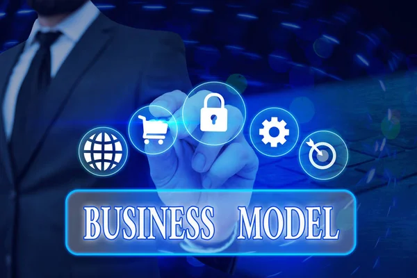 Conceptual hand writing showing Business Model. Business photo text strategy that a company uses to generate revenue or profit. — Stock Photo, Image